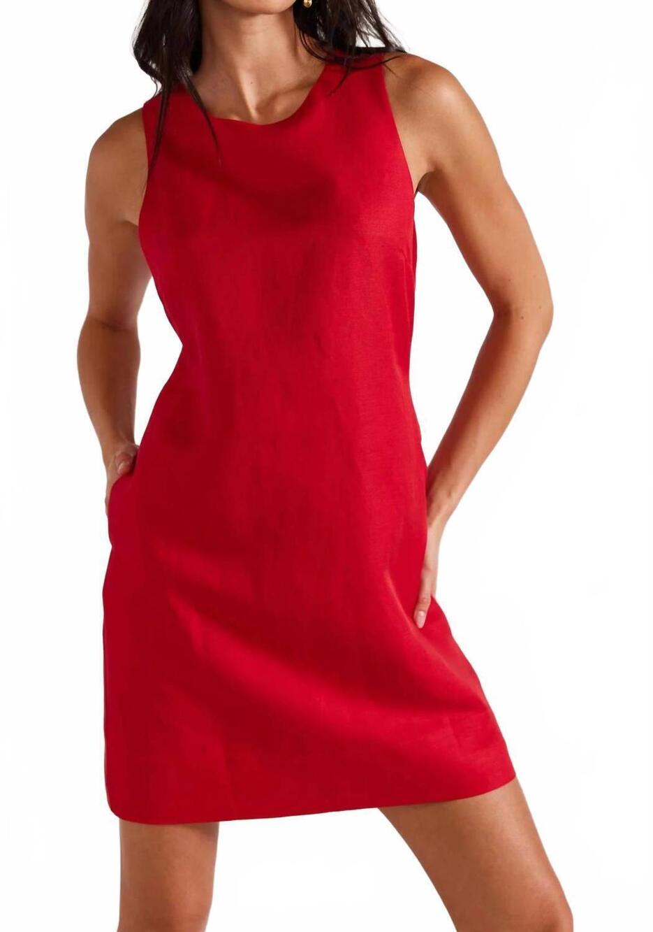 NEW STAPLE THE LABEL valencia shift dress in red